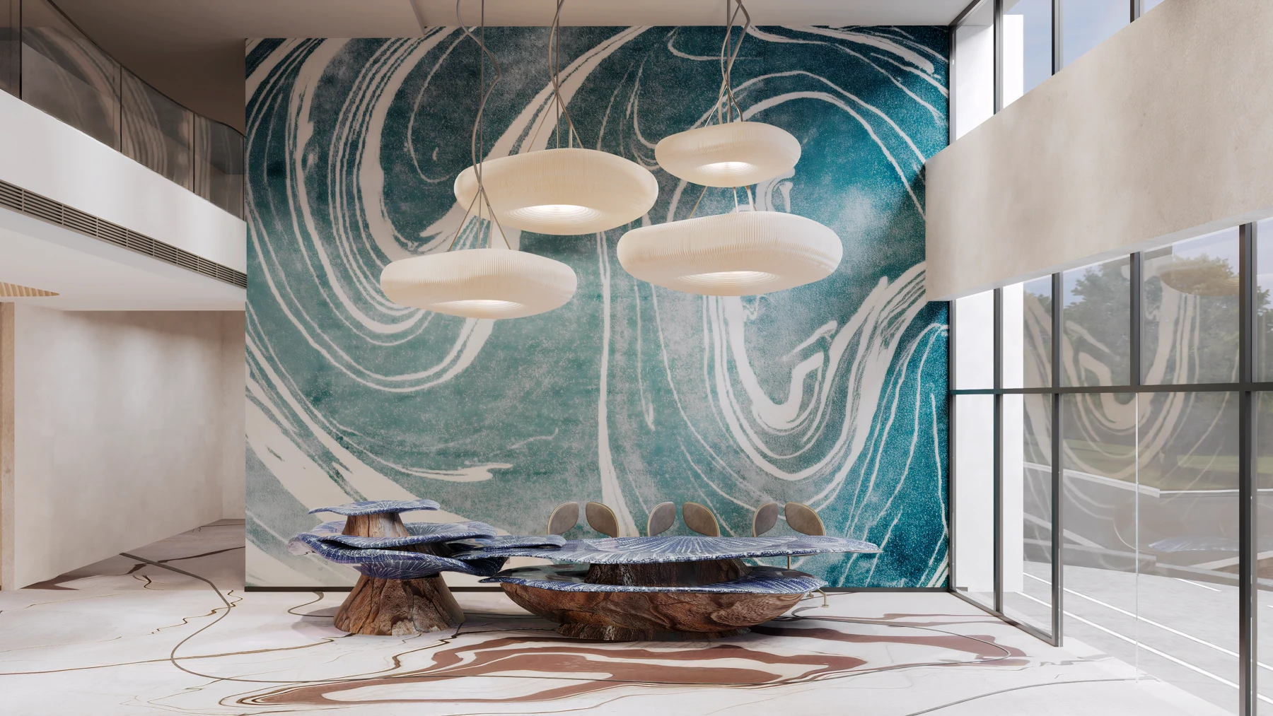 Coral Bloom sculptural furniture in The Tidal Respite waiting lounge